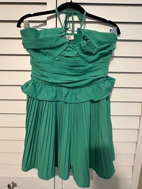 Halter-Neck Pleated Skort Dress